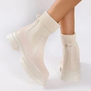 White Chunky Chelsea Boots